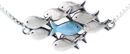 Silber Armband GEGEN DEN STROM mit blauem Fisch