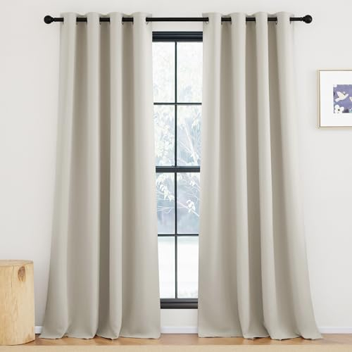 KGORGE Verdunklungsvorhänge Wohnzimmer Gardinen mit Ösen 2er Set 245 x 140 cm(HxB) Vorhang Blickdicht Natur Thermovorhang Hitzeschutz Blackout Curtains for Living Room
