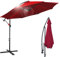 Eulenke Parasol 350 cm, Parasol Déporté avec manivelle e pied, Angle d'inclinaison et hauteur réglables, Parasol de jardin avec protection UV pour balcon jardin terrasse, Rouge