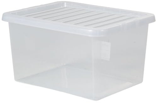 Clear Plastic 4l/7L/11L/14L/25L/32L/37L/45L/60L/80L WHAM Crystal Storage Box with Lid Multi Us Home Office & Workplace Stackable Strong Boxes (Plastic, 31L)
