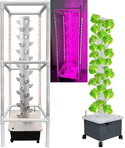 DDNGEJ Torre idroponica per Coltivazione Fuori Suolo con Colonna a 45 Fori, Sistema di Coltivazione idroponica con Luce per Piante e Supporto Luminoso, per piantare scuole domestiche