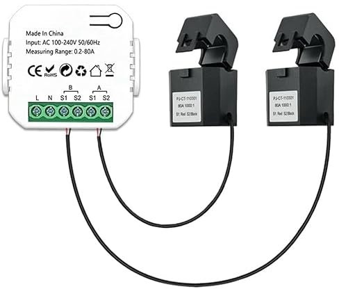 Yuattory Tuya Wifi Contatore Energia Intelligente Sistema Solare Fotovoltaico Consumo di Produzione Energia Misuratore di Sorveglianza Bidirezionale Monitor Energia con 2 CT