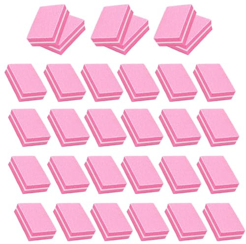 YPYMOD 30 Piezas Pulidor Uñas, Bloque de Lima Para Uñas Taco Pulidor Uñas Doble Cara Grano, Uñas Profesional Lima Pulidora Uñas Lavable para Uñas Gel y Acrílico(Rosa)
