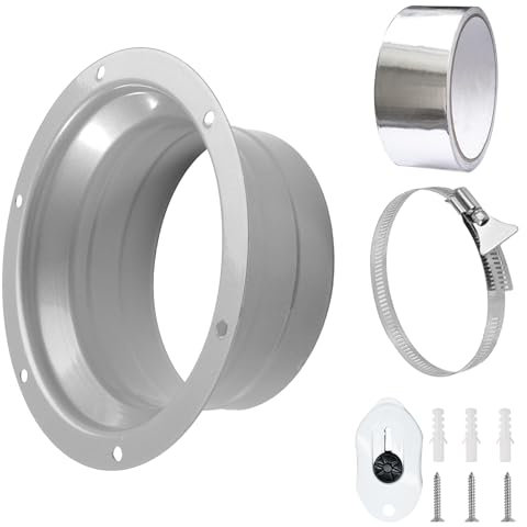 URHRHU Wandflansch für Klima und Lüftungssystem Ø 100mm Metall Aufschweißflansch Wand Flansch mit Schlauchschellen Schrauben Rohrverbinder für Abluftschlauch Klimaanlage Lüftungssystem