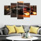 FatAco 5 Paneele Leinwand mit Rahmen Nissa GTR R35 Car Fire Flame Bild Kunstdruck Leinwand Gemälde Wandmalerei Home Office Wohnzimmer Schlafzimmer Dekoration Ready to Hang