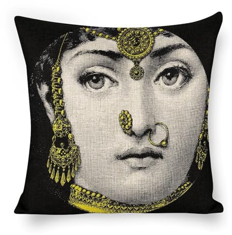 FimGlk Lina Cavalieri Federa per cuscino in lino artificiale, federa decorativa personalizzata con viso artistico, 45 x 45 cm, stile 28