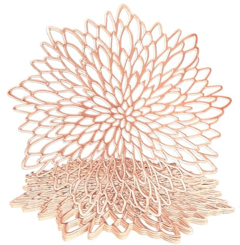 wiipara 6er Set Platzsets Tischsets Abwaschbar, Moderne PVC Platzdeckchen Rund Weihnachten Dekorative Tischunterlage Esstisch Platzteller Platzset Rund für Zuhause Hochzeit Hotel (Ø38cm, Rosa-Gold)