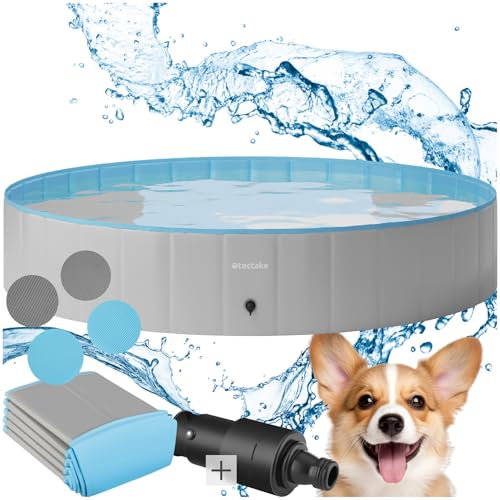 tectake® Piscine pour Chien Piscines a Balle Piscine autoportée Pliable Ø160cm Jeu Exterieur & intérieur pour Chien & Chat Jouet pour Chiens Jeux d'eau Jardin Salon