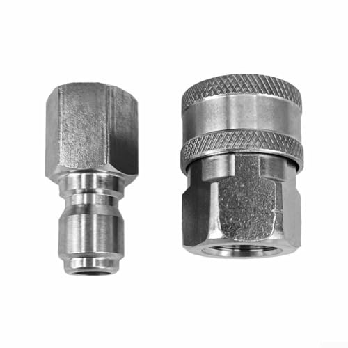 ZYWUOY Edelstahl Hochdruckreiniger Adapter Set, NPT 3/8in Weiblich + Männlich Schnellverbinder,5000 PSI Hochdruckreiniger Kupplung, Schnelltrenn männlich und weiblich Schlauchadapter-Set