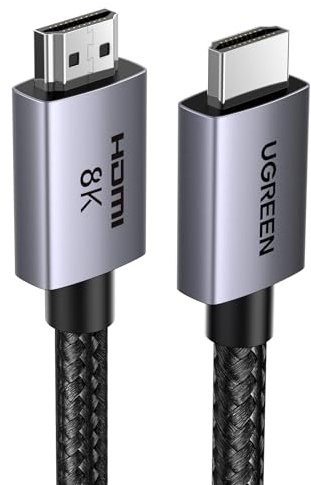 UGREEN Cable HDMI 2.1 8K Cable HDMI Certificado 8K 60Hz 4K 240Hz Ultra Alta Velocidad 48Gbps Aluminio eARC HDCP Dynamic HDR Dolby Atmos Compatible con Monitor HDTV PS5 PS4 Xbox PC, 10M