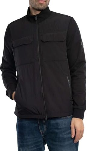 Barbour International Men's Ethan Funnel Neck Quilted Sweat Jacket Black