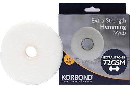 KORBOND Strongest Hem Tape – 72GSM – 30m x 2cm Hemming Web - Invisible Mending Tape for Fabric - Iron on Hem Tape - NO Sewing Required Adhesive Fabric Tape, Webbing Tape, Hemming Tape
