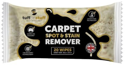 EcoTech Carpet and Upholstery Spot & Stain Removing Cleaning Wipes Flow, Whte (Pack of 20) New Improved Formula, Latest Stain Technology by Prestige Discount Centre Ltd