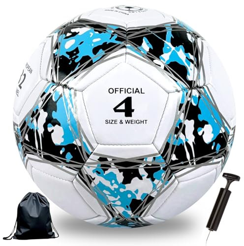 Championsleague Ball, Regular 5 Tamaño, Balón de Fútbol para Niños y Juventud y Adultos Tamaño, Aficionados del Fútbol Artículo Amantes del Regalo de Cumpleaños Juego (Azul Oscuro, N° 4)