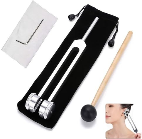 GIUSOBG Tuning Forks Set 128 Hz Stimmgabel Aluminiumlegierung Stimmgabe | Mit Einem Silikonhammer Einem Reparaturwerkzeug Stimmgabel Therapie für Klangtherapie Heilung Stimmgabel Neurologie Vibration