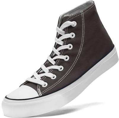 sharllen High Top Trainers Women Canvas Sneakers Ladies Lace Up Canvas Shoes for Men Women Plimsolls Pumps Casual Tennis Shoes(Dark Grey 255)