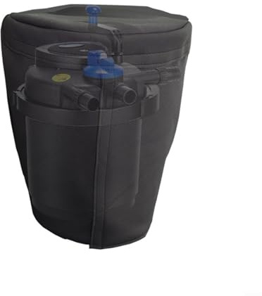 Fauhapyway Gable Teichfilterabdeckung, wasserdicht, isoliert, robust, druckbeaufschlagt, biologischer Poolfilter, Hitzeschild mit Plüschfutter, für Garten, D13 x H16 Zoll, Schwarz