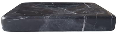 Porte-savon en marbre noir 13 x 8 cm - Fait main - Élégant porte-savon de salle de bain en pierre naturelle - Design moderne, solide et raffiné
