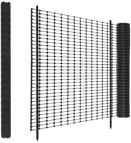 Temporary Fencing Garden Fence 1m x 30m with 30 Pack 115cm Fencing Pins,Heavy Duty Plastic Safety Barrier Mesh Fencing Roll for Chicken Fencing,Agricultural Fencing,Dog Fencing,Black
