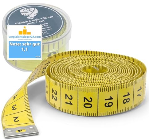 5x 2 in 1 - Massband Maßband cm + INCH Schneidermaßband 150 cm in Aufbwahrungsbox (5 x (150 cm gelb))