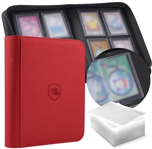 Top Loader Binder 4 Pocket, Holds 160 Toploaders, 100 Toploader INCLUDED | PU Cover Toploader Binder for 3 x 4 Rigid Toploaders, Ringless Side Loading Trading Card Binder for TCG, MTG, Sport Cards