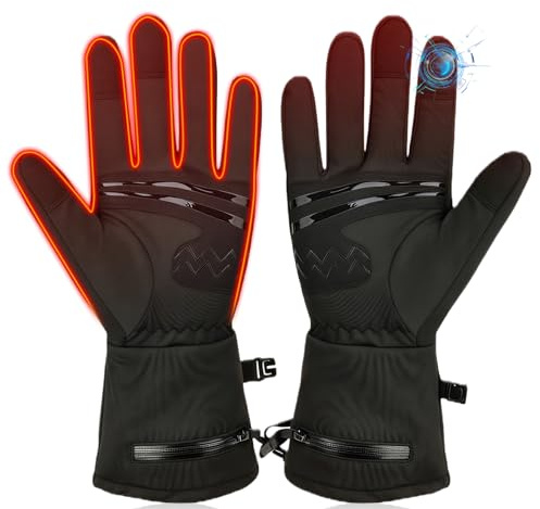 Elektrisch Beheizbare Handschuhe, Beheizbare Handschuhe Wiederaufladbar 7.4v 2200mah, Elektrische Beheizte Handschuhes, Wiederaufladbare Elektrische Heizhandschuhe Mit 3 Heizstufen, Touchscreen-fähig