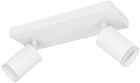 Eglo Connect.z Smart-Home LED Ceiling lamp Melitello-Z, 2 spot Spotlight | ZigBee, Matter, app and Alexa voice control, warm to cool white, RGB, dimmable, white