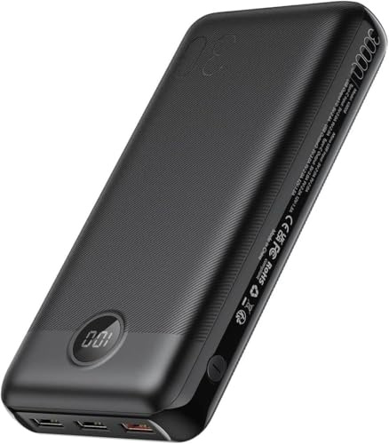 VEGER 30000mAh L30 Portable Power Bank, 20W USB-C PD Fast Charging, High Capacity External Battery Pack with Multiple USB Ports, Black W3008