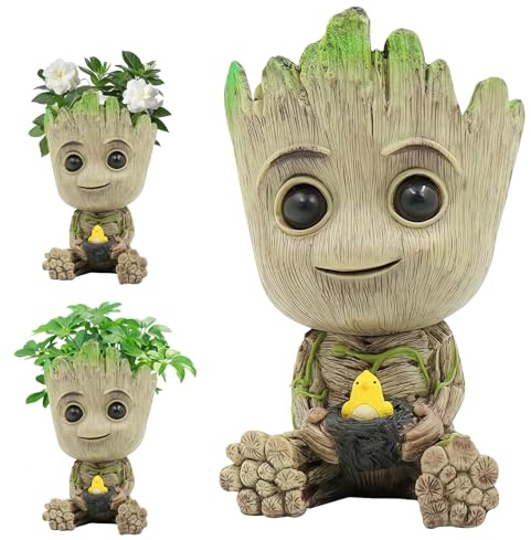 Collenatsy Baby Groot Blumentopf, Innovative Action-Figur für Pflanzen & Stifthalter, Groot Sukkulenten Pflanzgefäß, süßer Pflanzentopf mit Ablaufloch für Schreibtisch und Deko (B)