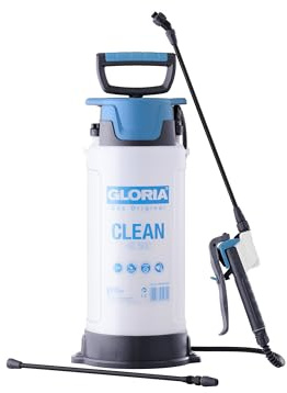 Gloria Drucksprüher CLEAN 500 | 5 L Sprühgerät für Reinigung & Sanitär | 3 bar Pumpsprüher mit EPDM für Säuren, Laugen & Reinigungsmittel (pH 2-12) | Inkl. 0,5m Verlängerungslanze & 1,8m Schlauch