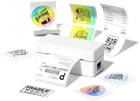 Bluetooth Etikettendrucker DHL, Labeldrucker 4x6 Versandetiketten Drucker | Thermodrucker Label Printer für Shopify, Etsy, UPS, Kompatibel mit iOS, Android, Windows, Mac, Unterstützt USB und Bluetooth