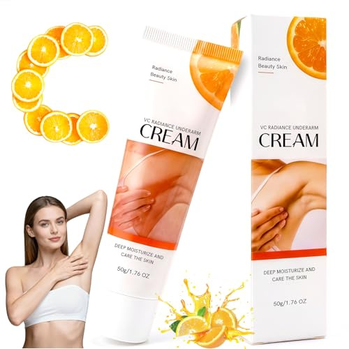 Crème Éclaircissante Aisselles & Corps au Vitamine C et Niacinamide, Soin Anti-Taches pour Teint Uniforme,Hydratation Intense,Adaptée aux Zones Sensibles Aisselles Genoux Coudes 50g