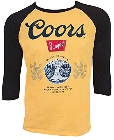 Coors Bankett-Bier Schwarz und Gold 3/4 HülseRaglan Hemd Großes