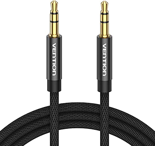 VENTION Cable de audio auxiliar de 3,5 mm Jack macho a macho cable auxiliar estéreo trenzado de algodón externo para estéreos de coche, smartphone, altavoz, auriculares (3 m)