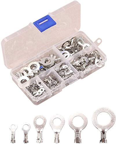 150 Pcs Silver O-Type Wire Crimp Copper Terminal Connerctor Kit, Cable Ring Terminal, Ring Cable Lugs Copper Lugs, Ring Terminals Connectors Assortment Kit