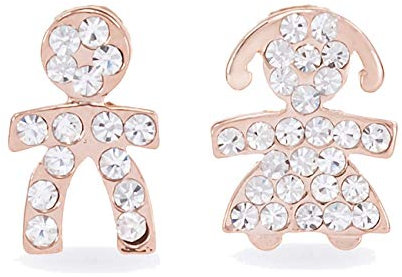 inSCINTILLE Orecchini Donna con Bebè e Pavè di Strass (Bimbi - Oro Rosa)