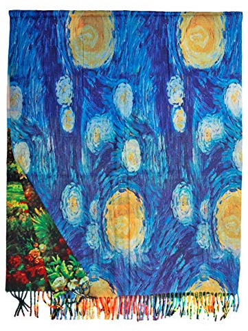 Toocool Unisex Schal Stola Klimt Van Gogh Kandinsky Monet Foulard Kunstgemälde 70x170cm Tuch Berühmte Meisterwerke Tragbare Kunst A001 [Eine Größe, Sterne]