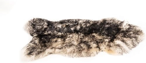 Decorating Sheepskins Premium Merino Schaffell Echt Groß 110-120cm, Lammfell Echt Weiß-Braun, Fell für Stuhl, geruchlos, Alternative zu Kunstfell, Lammfell Teppich für das Sofa, Schaffelle