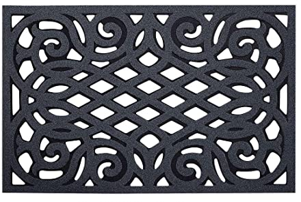 Nicoman Outdoor Doormat Decorative Stair Mats Heavy Duty Drainage Dirt Trapper Porch Rubber Skid Proof Anti Slip - (Small, Grey, 60 x 40cm)