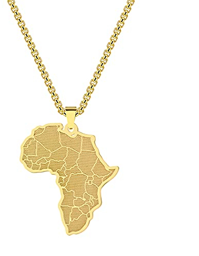Chereda Halskette mit afrikanischem Anhänger aus Edelstahl für Herren, Geburtstagsgeschenk, Edelstahl