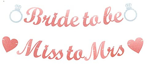 bng-bng Bride to Be Banner Bridal Shower Decorations Rose Gold Hen Party Miss to Mrs Bunting for Wedding/Engagement/Bridal Shower/Hen Party Decorations Supplies Photo Backdrop