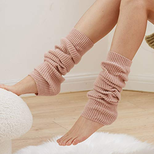 TIMIYUYU Stulpen Damen Mädchen Beinstulpen Lange Stricken Pulswärmer Leg Warmers Bequem Beinwärmer Stiefel Boot Abdeckung Socken Herbst Winter Overknee Strümpfe (Rosa, One Size)