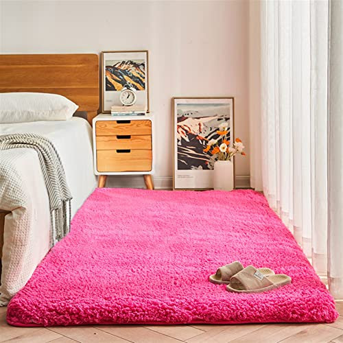 Lifup Tappeto a Pelo Lungo Soggiorno, Tappeti Pelosi Morbido Moderno, Tappetino Antiscivolo per Salotto Cameretta Fucsia 200x140cm