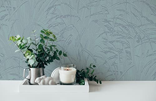 A.S. Création Hygge Pampasgras Tapete Schwedisch Blau Metallic-Effekt Vliestapete 386004 10,05x0,53m Made in Germany