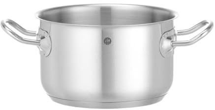 HENDI Kochtopf, Mittel, ohne Deckel, geeignet für alle Herdarten, flacher Boden, kühl bleibende Griffe, Induktionskochtopf, Bratentopf, Fleischtopf, 1L, ø160x(H)95mm, Edelstahl, Aluminium
