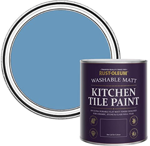 Rust-Oleum Blue water resistant Kitchen Tile Paint in Matt Finish - Cornflower 750ml