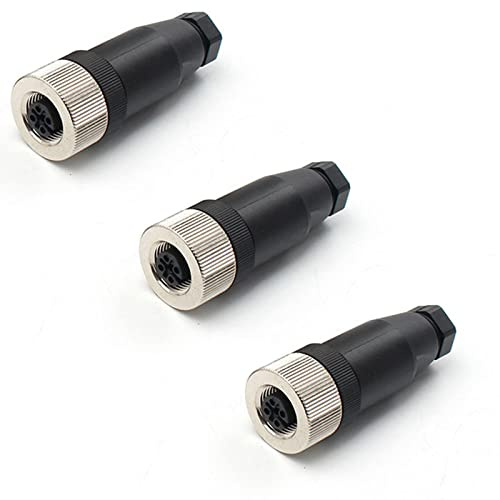 3 Pezzi M12 Connettore 4 Pin A Codice Diritto Vite Giunto Non schermato Femmina 4 Pin M12 Connettore Connettore Attuatore Aviazione Spina, Connettore M12 4 Poli IP67 Impermeabile (Femmina)