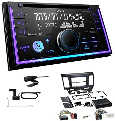 JVC KW-DB95BT 2-DIN Autoradio CD-Receiver Digitalradio DAB+ Bluetooth USB passend für Mitsubishi Lancer VIII und Sportsback ab 2007 schwarz mit OEM Radio