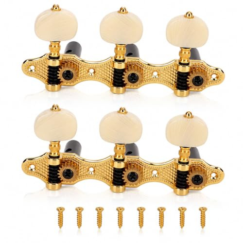 3L3R Gitarren Stimmwirbel, 110mm/4,3 Zoll Klassische Gitarren Stimmwirbel Schlüssel Folk Gitarre Mechaniken Knöpfe Set Akustik Gitarren Stimmgeräte Ersatzteile Gitarren Saiten Tuner mit 8 Schrauben