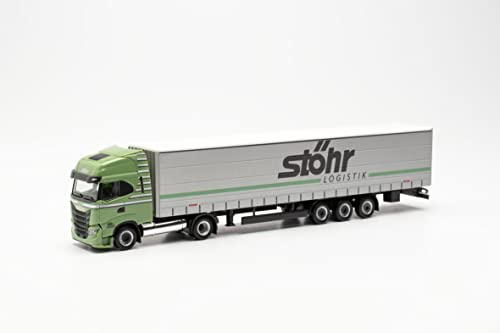 herpa 315227 Iveco S-Way Curtain Tarpaulin Saddle Pull 15 m SSturge, True to the Original in 1:87 Scale Model Truck for Diorama, Decorative Miniature Models Made of Plastic, Multi-Coloured